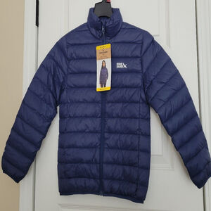Girls Eddie Bauer Size M (7/8) Navy Blue Youth Down Packable Puffer Jacket NWT
